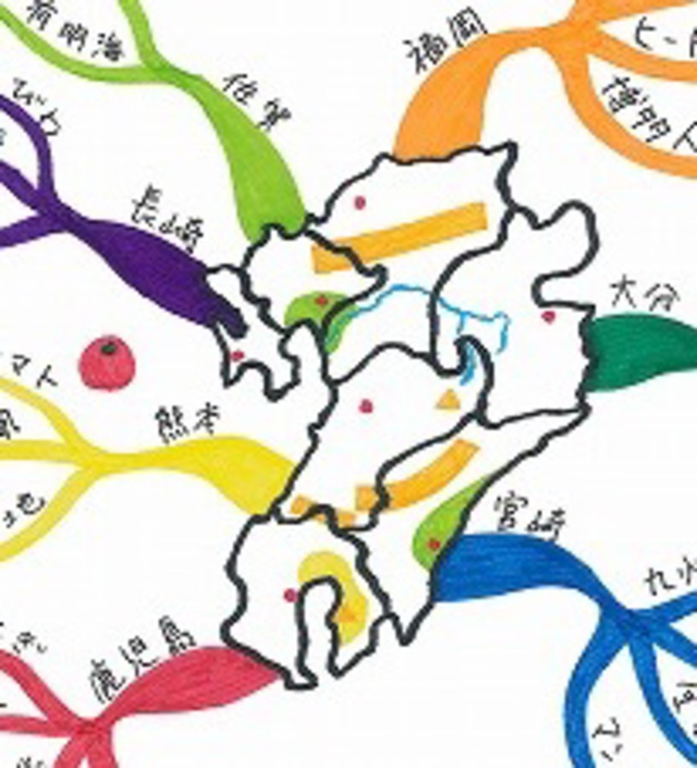 「九州地方の重要事項」をまとめたマインドマップ
